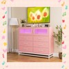 Garvee Modern Dresser for Bedroom with 6 Drawers & 2-Door Storage Cabinet ¨C Multi-Functional TV Stand with LED Lights & Charging Station, Pink - 2 of 4