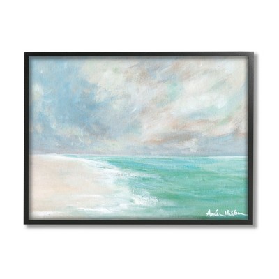 Stupell Industries Peaceful Beach Foam Shore Scenery Framed Giclee Art