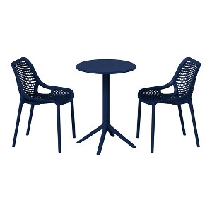 WestinTrends Playa 3-Piece Outdoor Resin Patio Bistro Set with Stackable Patio Dining Side Chairs - 1 of 4