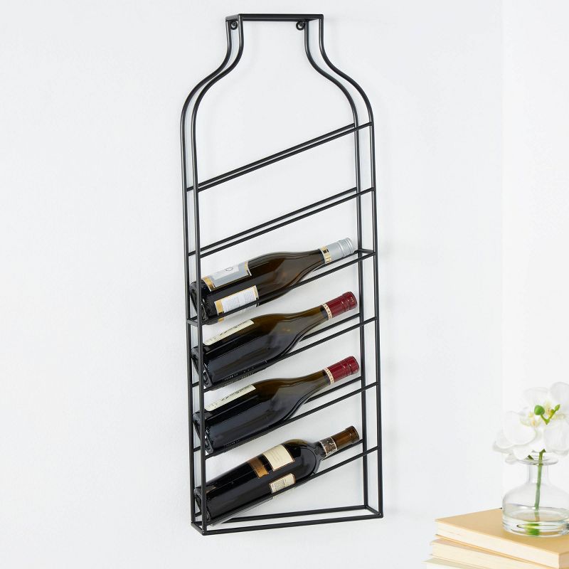 35&#34;x13&#34; Metal Minimalistic Bottle Shaped 6 Bottle Wall Wine Rack with Open Style Frame Black - Olivia &#38; May, 2 of 9