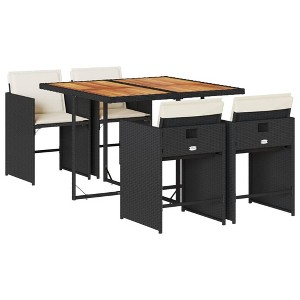 vidaXL Patio Dining Set Set of 4 Black, Cream White - 1 of 4