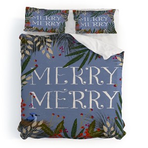 Joy Laforme Christmas Merry Merry Wreath Duvet Cover + Pillow Sham(s) - Deny Designs - 1 of 4
