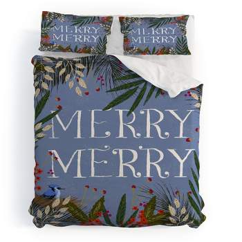 Joy Laforme Christmas Merry Merry Wreath Duvet Cover + Pillow Sham(s) - Deny Designs