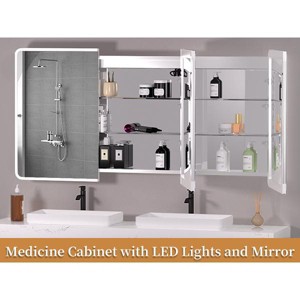 60"x36" Medicine Cabinet with LED Mirror, Surface/Recessed Mount, Defogger, Memory, 3-Color Lighting, USB & Outlet, Dimmer, Storage,R - 1 of 4