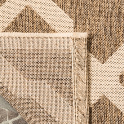 Beige and Brown Geometric Flat Woven Area Rug