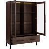 SEVOBAL Utility Storage Cabinets 60 Inch Tall Display Cabinet with Glass Doors Adjustable Shelves and Storage Drawers, Black, 39.5"*15.5"*60" - 4 of 4