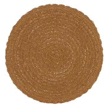 Saro Lifestyle Paper Woven Placemat, 15" Round, Caramel (Set of 4)