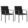 vidaXL 3 Piece Patio Dining Set with Cushions - Outdoor Poly Rattan and Steel Furniture for Garden, Patio, and Living Space - Black - 4 of 4