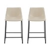 DOMETOUR 24'' Armless Leather Counter Stool with Metal Legs and Footrest for Kitchen Island, Cafe, Pub, Bar Counter, Set of 2 - 3 of 4