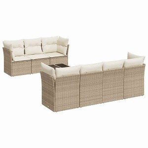 vidaXL Garden Sofa Set Beige PE rattan, steel, tempered glass, polyester - 1 of 4