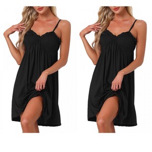 INSPIRE CHIC Women's Lingerie Ruffle Sleeveless Soft Nightgown V Neck Chemise Sleepdress - 1 of 4