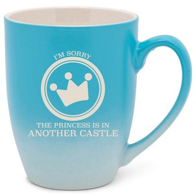 100 North Crown Design 10 Ounce Blue and White Two Toned Ombre, Comfortably Fits Your Hands, Ceramic Tea Coffee Cup Mug, I'm Sorry The Princess Is In