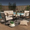 Outdoor Patio Furniture Sets of 4,Metal Patio Conversation Sets with Coffee Table,Outside Seating Furniture with Loveseat,2 Chairs and Thick Cushions - 2 of 4
