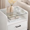 LED Night Stand with 2 Drawers – Modern Side Table with Glass Top for Bedroom & Living Room - 3 of 4