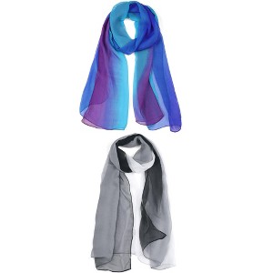 Elerevyo Women Long Chiffon Lightweight Gradient Color Scarves 2 Pcs - 1 of 4