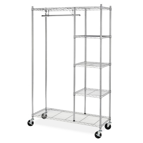 Whitmor Rolling Garment Rack With Shelves Chrome Target