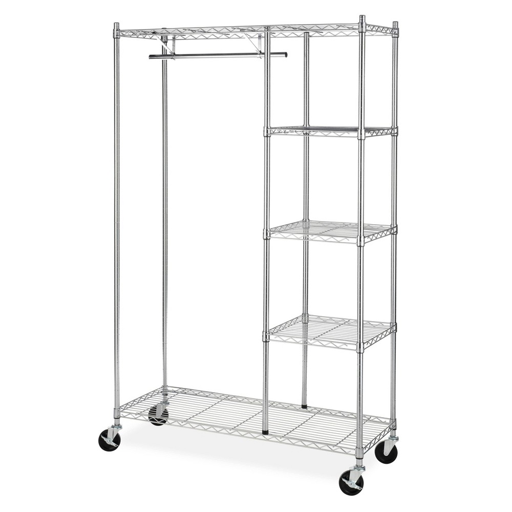 Photos - Ironing Board Whitmor Rolling Garment Rack with Shelves Chrome