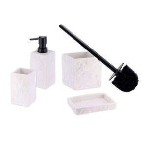 Evideco French Home Goods Stone Collection Bathroom Accessory Set – 4 Pieces Includes Soap Dispenser, Tumbler, Soap Dish, and Toilet Brush Holder - 1 of 4