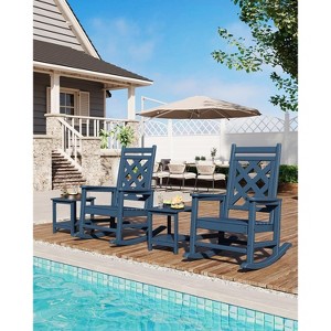Coucheta Rocking Chair Set of 2 - Oversized Outdoor Rockers with Wood Look, All-Weather HDPE (380lb Capacity) - 1 of 4