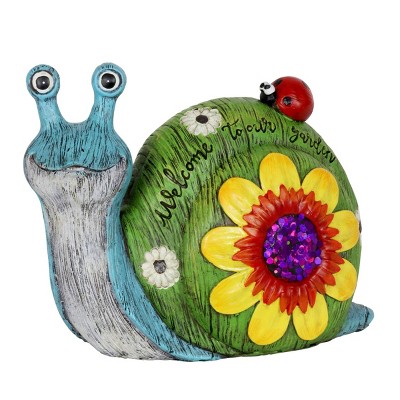 8.27" Resin Garden Snail Green/Blue/Yellow - Exhart