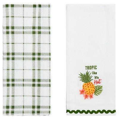 The Lakeside Collection Set of 2 Embroidered Tropical Kitchen Towels