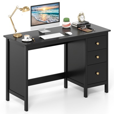 Tangkula Computer Desk Writing Table w/3 Drawers Workstation for Home Office White/Black