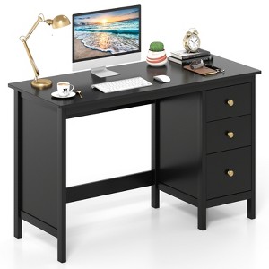 Tangkula Computer Desk Writing Table w/3 Drawers Workstation for Home Office White/Black - 1 of 4