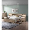 1pc Rustic Transitional Contemporary Chest Natural Brown Faux Stone Top Bed Side Cabinet Furniture - 4 of 4