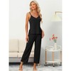 cheibear Women's Soft Cami Top and Capri Lace Trim Sleeveless Summer Pajama Set - 2 of 4