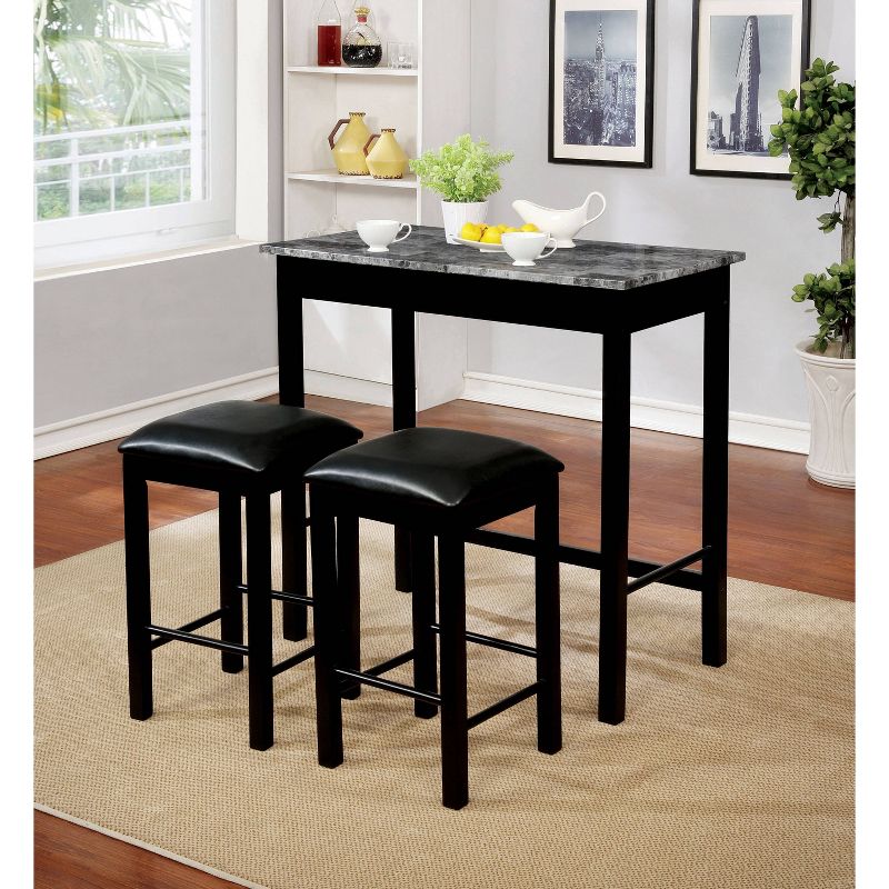 3pc Granza Counter Height Dining Table Set Gray/Black - miBasics, 3 of 7