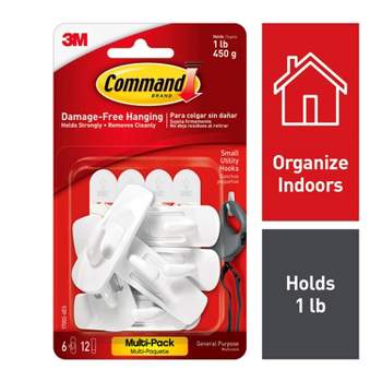 Command 6 Hooks 12 Strips Small Sized UtilityDecorative Hooks Value Pack White
