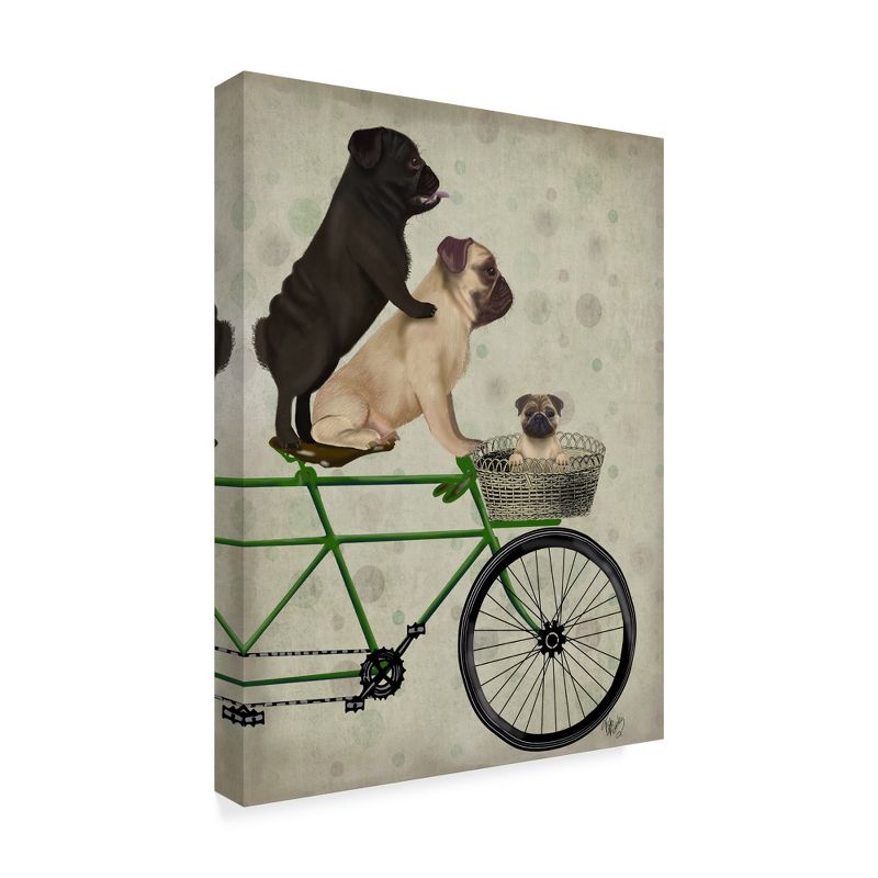 Trademark Fine Art -Fab Funky 'Pugs On Bicycle' Canvas Art, 1 of 5