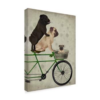 Trademark Fine Art -Fab Funky 'Pugs On Bicycle' Canvas Art