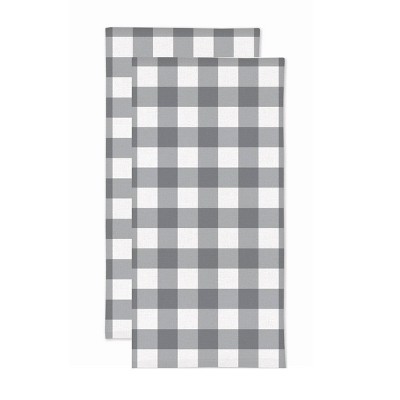 2pk Gingham Check Print Kitchen Towels Gray - MU Kitchen