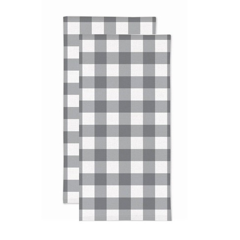 2pk Gingham Check Print Kitchen Towels Gray - Mu Kitchen : Target