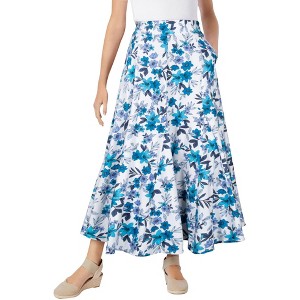 Woman Within Wide Elastic Waist Skirt - 1 of 4