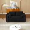 Fabric Sleeper Sofa Bed with Convertible Pull-Out Bed and Armrests with Cup Holders - 2 of 4