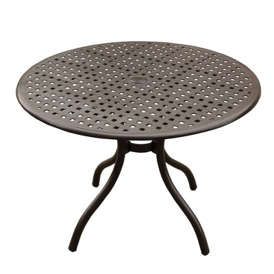 42" Modern Mesh Aluminum Round Patio Dining Table - Brown - Oakland Living