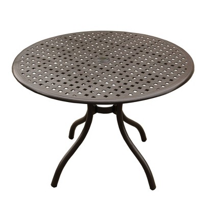 Oakland Living Modern Outdoor Mesh Aluminum 42 in. Round Patio Dining Table Brown