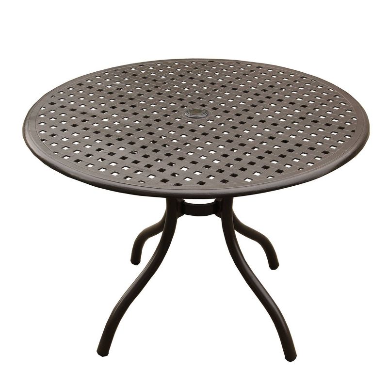 42&#34; Modern Mesh Aluminum Round Patio Dining Table - Brown - Oakland Living, UV & Weather-Resistant, 1 of 7