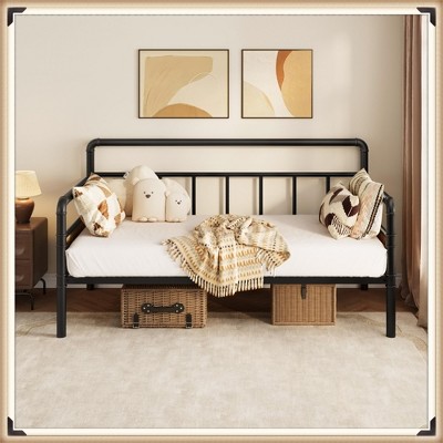 Garvee Twin Daybed with Classic Headboard – Heavy Duty Steel Slats, Sofa Bed Frame for Living Room, Bedroom, Guest Room, No Box Spring Needed