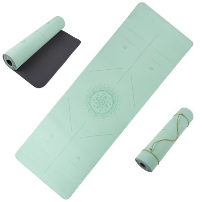 POWRX Yoga Mat TPE with Bag Exercise mat for workout, Green