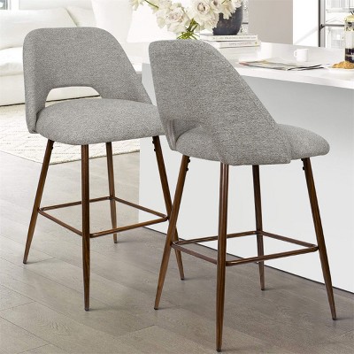 26 Inches Edwin Gray Upholstered Counter Height Stool (set Of 2) -the ...