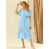 Allegra K Women's Off Shoulder Ruffle Lace Insert High Waist Short Sleeve Flowy Maxi Dress - 3 of 4
