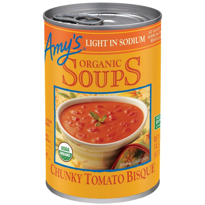 Amy&#39;s Organic Gluten Free Low Sodium Chunky Tomato Bisque Soup - 14.5oz, 1 of 7