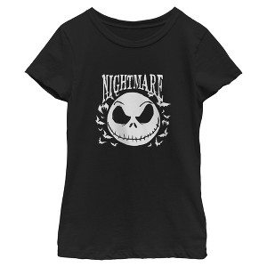 Girls The Nightmare Before Christmas Jack Skellington Horror Bats T Shirt - 1 of 4