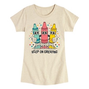 Girls' - Instant Message - Keep On Creating -Youth Girls Short Sleeve T-Shirt Fitted Short Sleeve Graphic T-Shirt - 1 of 4