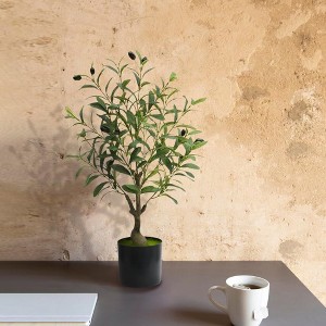 Set of 2 Artificial Olive Trees – Realistic Potted Faux Olive Plants with Natural Wood-Like Trunks, Lifelike Leaves and Fruit, Indoor Outdoor - 1 of 4