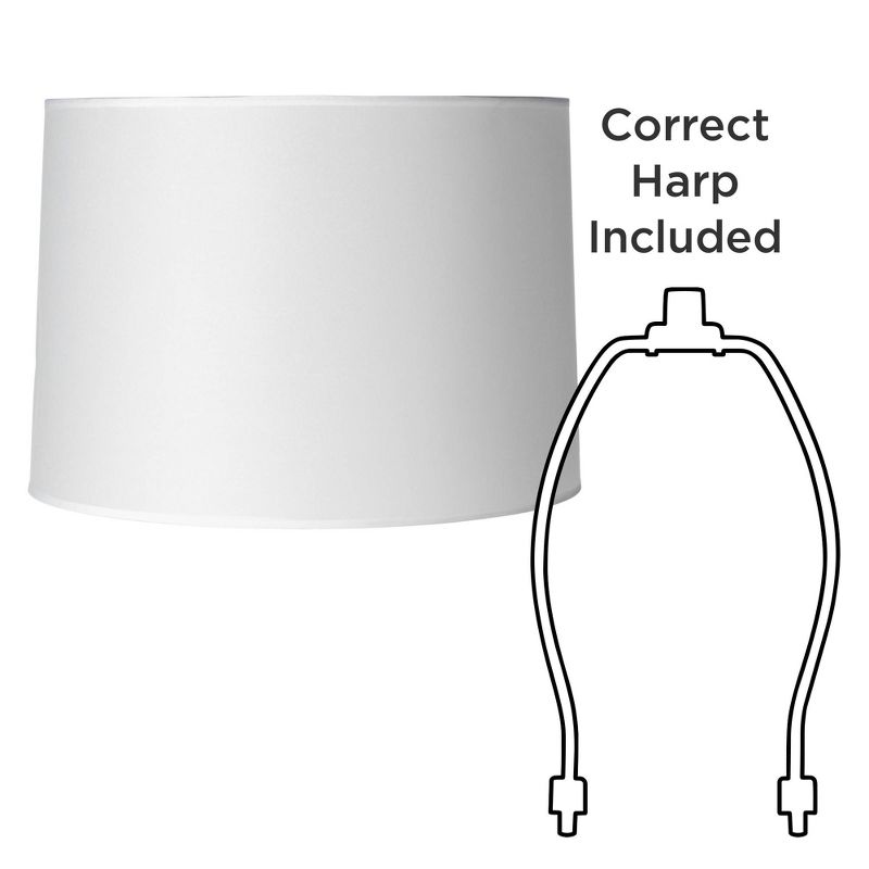 Springcrest Set of 2 Hardback Drum Lamp Shades White Medium 15" Top x 15" Bottom x 11" High Spider Replacement Harp Finial Fitting, 5 of 7