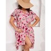 Plus Size Women's Dress Floral V Neck Casual Dress Button Down Pocket Mini Dress - 3 of 4